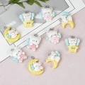 ZAW568 Zawieszki żywica zwierzątka księżyc chmurka jelly cat mix 3szt