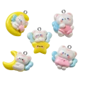 ZAW568 Zawieszki żywica zwierzątka księżyc chmurka jelly cat mix 3szt