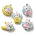 ZAW568 Zawieszki żywica zwierzątka księżyc chmurka jelly cat mix 3szt