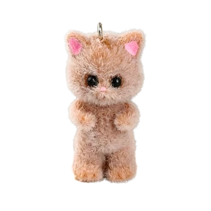 ZAW569 Zawieszka duża KOT Kotek kitty puszysty 1szt brązowy futerko