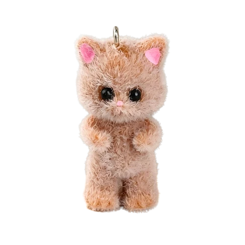 ZAW569 Zawieszka duża KOT Kotek kitty puszysty 1szt brązowy futerko