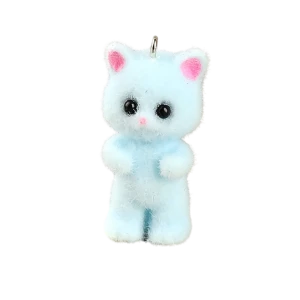 ZAW570 Zawieszka duża KOT Kotek kitty puszysty 1szt błękitny futerko