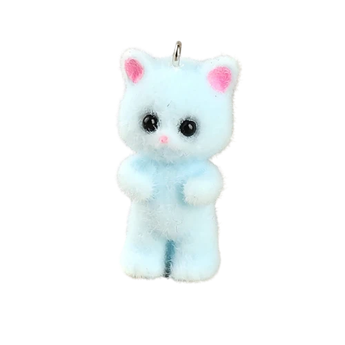 ZAW570 Zawieszka duża KOT Kotek kitty puszysty 1szt błękitny futerko