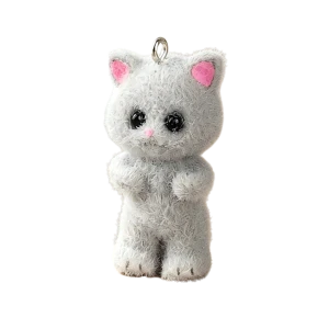 ZAW571 Zawieszka duża KOT Kotek kitty puszysty 1szt szary futerko