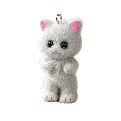 ZAW571 Zawieszka duża KOT Kotek kitty puszysty 1szt szary futerko