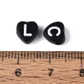KL57 Koraliki literki SERDUSZKA serce 7x4mm czarne białe litera 100szt