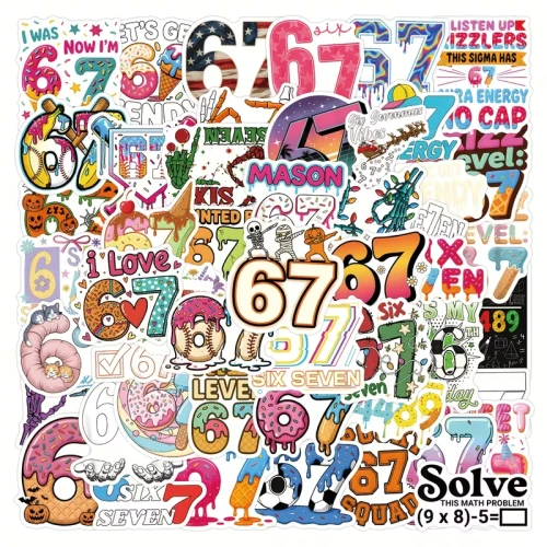 W273 Naklejki STICKER BOMB WLEPY wlepki 67 six seven sześć siedem 53szt
