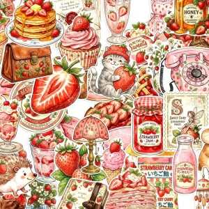 W277 Naklejki laminowane STICKER BOMB WLEPY wlepki truskawki cute kawaii 50szt