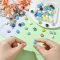 CER7 Koraliki kwiatek kwiatuszki ceramiczne porcelana 11mm 5szt mix
