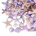 KOK321 Koraliki akrylowe MORSKIE muszelki rozgwiazda perłowe ombre fiolet 20g/40szt