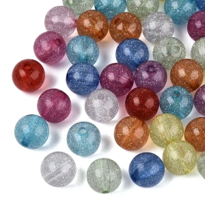 GAL19 Koraliki kule kulki Galaxy mieniące gwiezdny pył brokat miks 9.5mm 20szt