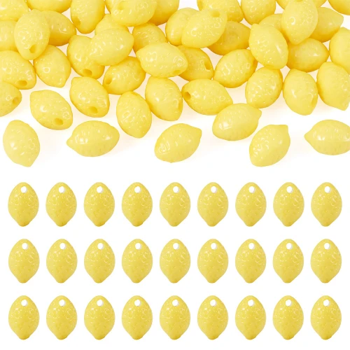 KOK325 Koraliki akrylowe zawieszki cytryny cytrynki owoce 13mm 10szt