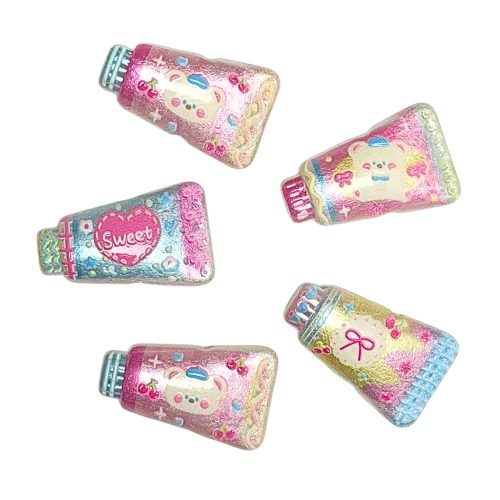 PRT2 Koraliki akryl pasta pasty perłowe drukowane wzory 3szt mix