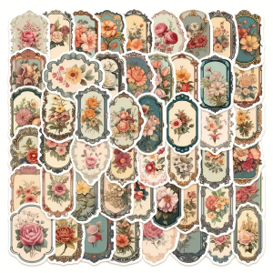 W44 Naklejki STICKER BOMB WLEPY wlepki KWIATY RÓŻA VINTAGE RETRO miks 50szt