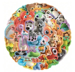 W47 Naklejki STICKER BOMB WLEPY wlepki ŚMIESZNE ZWIERZAKI ZWIERZĘTA 50szt