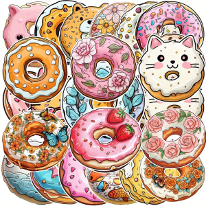 W50 Naklejki STICKER BOMB WLEPY wlepki PĄCZEK DONUT pączki laptop 50szt