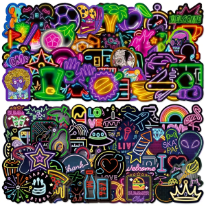 W51 Naklejki STICKER BOMB WLEPY wlepki NEON NEONY na laptop samochód 100szt