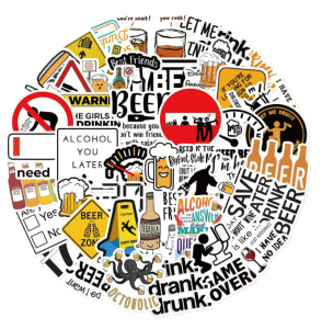 W52 Naklejki STICKER BOMB WLEPY wlepki OSTRZEGAWCZE ŚMIESZNE PIWO 50szt