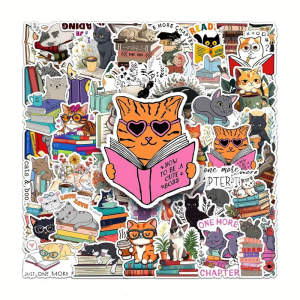 W56 Naklejki STICKER BOMB WLEPY wlepki duże KOTY KOTEK KSIĄŻKI BOOKS 50szt