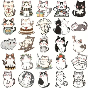 W58 Naklejki STICKER BOMB WLEPY wlepki KOTY KOTEK SŁODKI KOCIAK dużo! 70szt