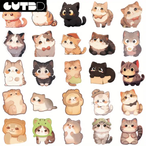 W64 Naklejki STICKER BOMB WLEPY wlepki KOT KOTEK KAWAI SŁODKI PLUSZAK 50szt