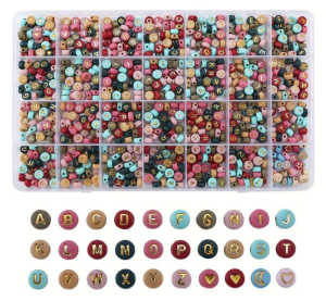 KLZ15 Koraliki literki monetki 7mm do bransoletki wielki zestaw 850 sztuk!