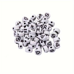 KLZ20 Koraliki literki monetki 7mm do bransoletki znaki zodiaku 50 sztuk!