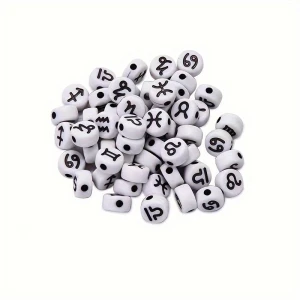 KLZ20 Koraliki literki monetki 7mm do bransoletki znaki zodiaku 50 sztuk!