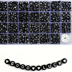 KLZ22 Koraliki literki monetki 7mm do bransoletki czarne zestaw 800 sztuk!