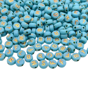 KL2 Koraliki LITERKI LITERY MORSKI niebieski 7mm do bransoletki mat 100szt