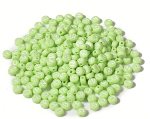 KL4 Koraliki LITERKI LITERY jasny ZIELONY seledyn 7mm do bransoletki 100szt