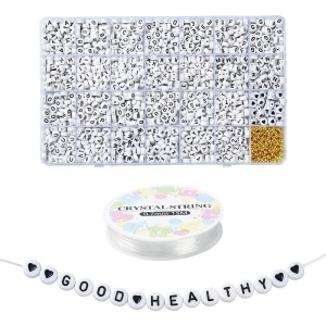 KLZ28 Koraliki literki monetki 7mm WIELKI zestaw 1350 sztuk + szpula żyłka!