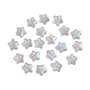 KG4 Koraliki szklane GWIAZDKI GWIAZDA opalizujące 20szt szronione białe AB