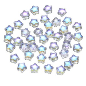 KG6 Koraliki szklane GWIAZDKI GWIAZDA 20szt opalizujące tęczowo niebiesko