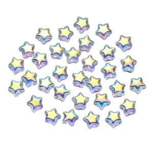 KG7 Koraliki szklane GWIAZDKI GWIAZDA 20szt opalizujące tęczowo zielono róż