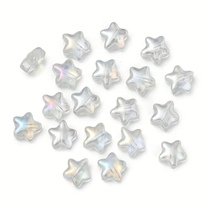 KG5 Koraliki szklane GWIAZDKI GWIAZDA 20szt opalizujące tęczowo wielobarwne
