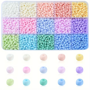 ROZ1 Koraliki rocaille szklane matowe PASTELOWE KOLORY 3mm 3000szt kaseta