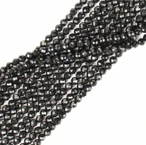 KN1 TURMALIN czarny z Brazylii koraliki fasetowane 3mm 10szt ochrona kamień