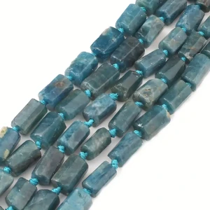 KN41 Kamień APATYT koralik fasetowane WALEC 8x11mm niebieski naturalny 3szt