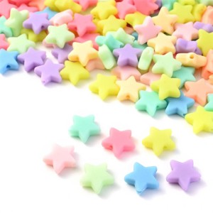 KOG1 Koraliki GWIAZDKI GWIAZDY PASTELOWE akryl 10mm bransoletki 20szt MIKS