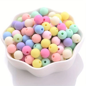 KOK1 Koraliki kulki kule MATOWE PASTELOWE akryl 6mm bransoletki 50szt MIKS