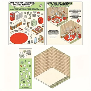 S3D1 Naklejki 3D DIY ANTYSTRESOWE Relaks MINI ŚWIAT Zestaw Pralnia chomika