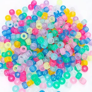KOP6 Koraliki kandi oponki akryl 9mm FLUO ŚWIECĄ CIEMNOŚCI pony bead 50szt