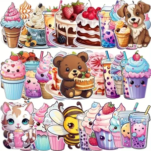 W110 Naklejki STICKER BOMB WLEPY wlepki SŁODYCZE CUKIERNIA CAKE 55szt