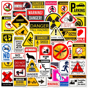 W114 Naklejki STICKER BOMB WLEPY wlepki UWAGA DANGER ZABAWNE 50szt