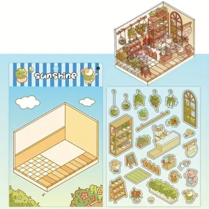 S3D7 Naklejki 3D DIY z Tiktoka Relaks MINI ŚWIAT duże kwiaciarnia SUNSHINE 