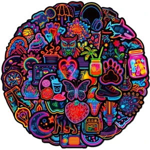 W127 Naklejki STICKER BOMB WLEPY wlepki NEON NEONY MIKS GRAFitti 50szt