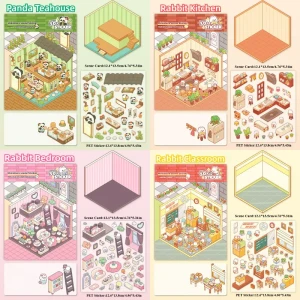 S3D19 Naklejki 3D DIY ANTYSTRESOWE Relaks MINI ŚWIAT zestaw BUNNY PANDA 4x