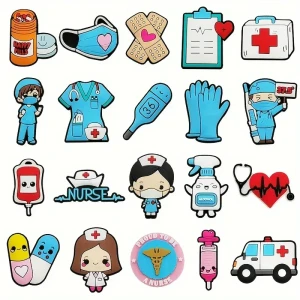 CRO1 Przypinki do butów CROCS PINY medyczne pielęgniarki 20szt ozdoba