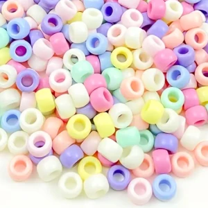 KOP7 Koraliki kandi oponki MINI akryl 6mm PASTELOWE pony bead 100szt